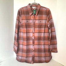 Load image into Gallery viewer, Plaid shirt on a hanger against a white background
