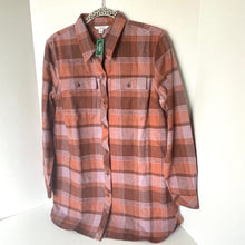 Load image into Gallery viewer, Plaid shirt on a hanger against a white background