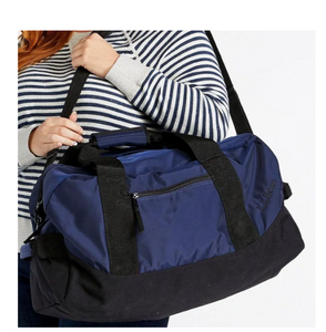 LL Bean Adventure Duffle Medium Blue Nylon Water Resistant Tote Bag Carry On