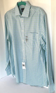 Lauren Ralph Lauren Shirt Mens Medium Green Plaid Stretch Regular Dress 15.5, 34-35