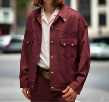 Load image into Gallery viewer, Levi’s Western Denim Trucker Jacket Mens XL Red Point Collar Relaxed Fit