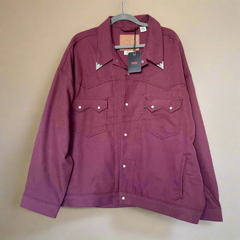 Levi’s Western Denim Trucker Jacket Mens XL Red Point Collar Relaxed Fit