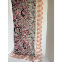 Load image into Gallery viewer, Floral patterned scarf with pink and black design on a white background