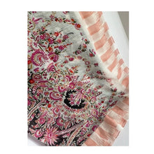 Load image into Gallery viewer, Floral patterned fabric with pink and black design on a white background
