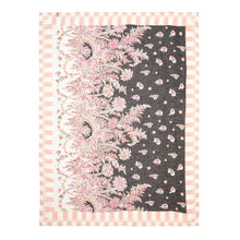 Load image into Gallery viewer, Floral patterned fabric with a checkered border on a white background