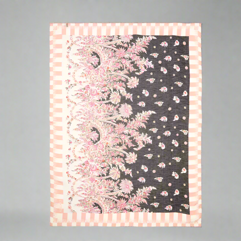 Liberty London Octavie Silk Linen Scarf Womens Pink Floral Oblong Lightweight Blend