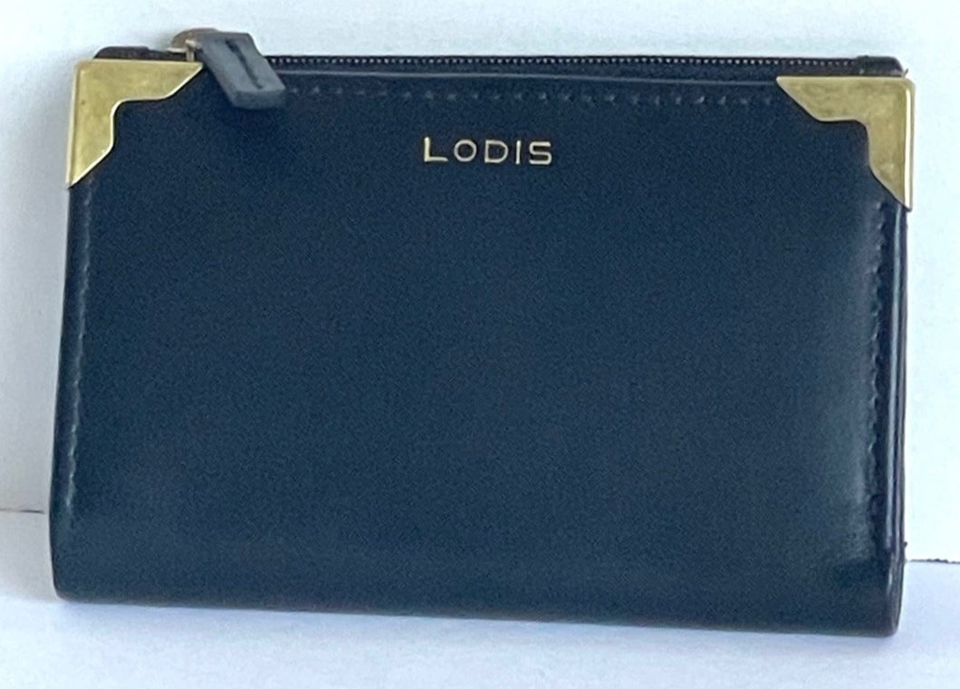 Lodis Wallet Womens Black Bifold RFID Lydia Leather Slim Billfold Snap