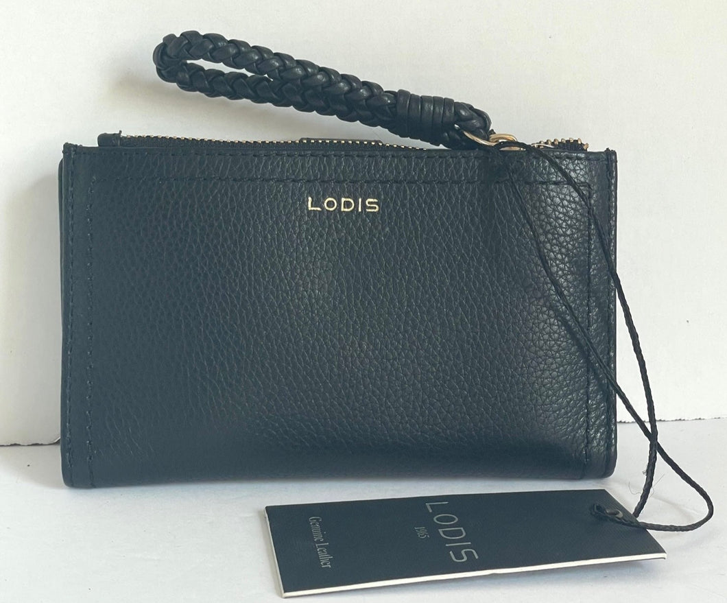 Lodis Wallet Womens Black Small RFID Leather Bifold Snap Isabella ID Coin Zip
