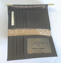 Load image into Gallery viewer, Lodis Wallet Womens Medium Brown Flap RFID Lydia Leather ID Billfold Snap