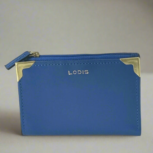Lodis Lydia Bifold RFID Wallet Womens Blue Bifold RFID  Leather Slim Billfold Snap