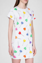 Load image into Gallery viewer, Love Moschino Dress Womens 2 White Tee Short Sleeve Lollipop Fleece Cotton (IT38)