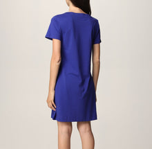Load image into Gallery viewer, Love Moschino Dress Womens Blue Mini T-Shirt Metallic Heart Print Cotton-Jersey