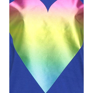 Love Moschino Dress Womens Blue Mini T-Shirt Metallic Heart Print Cotton-Jersey