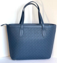 Load image into Gallery viewer, Love Moschino Valentina Small Tote Little Hearts Blue Faux Leather Shopper Bag