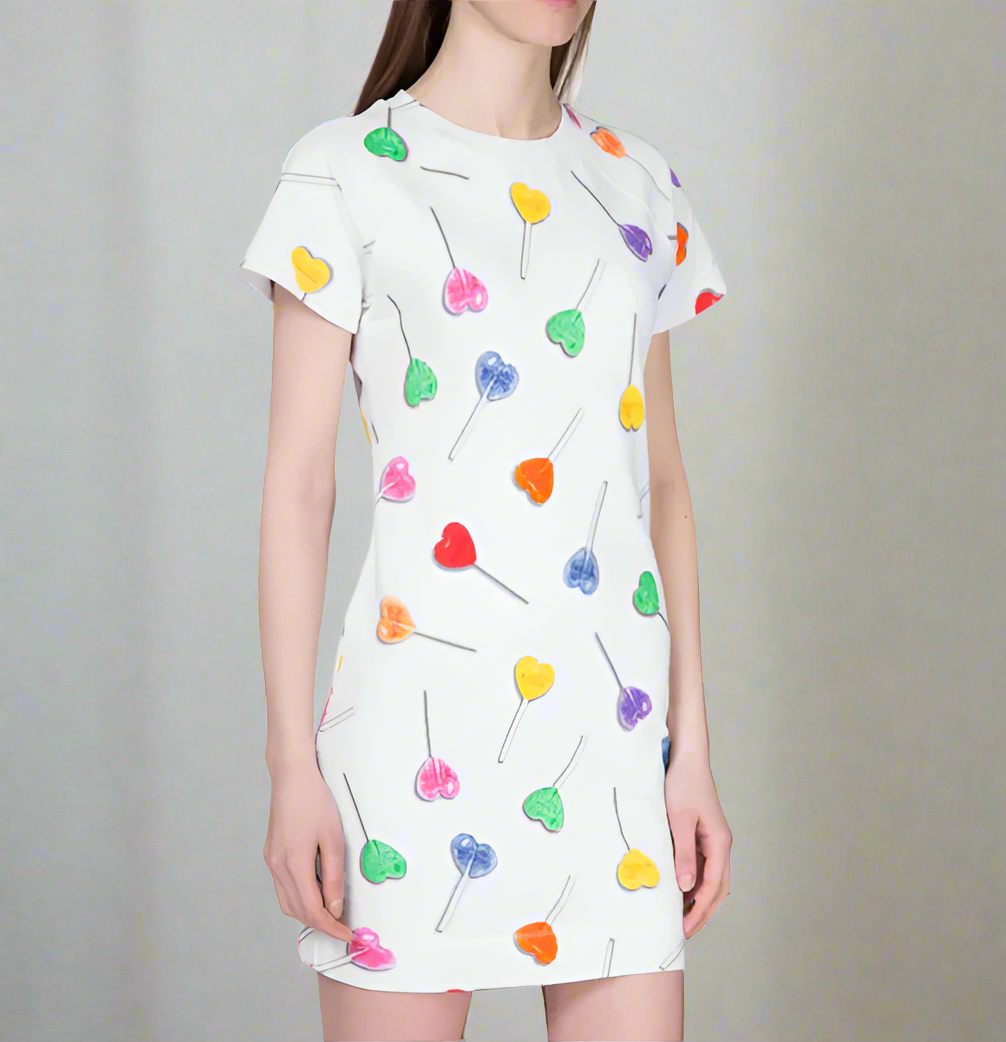 Love Moschino Tshirt Mini Lollipop Dress 2 White Short Sleeve Cotton (IT38)