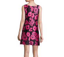 Load image into Gallery viewer, MILLY Dress Womens 10 Pink Sleeveless V-Neck Floral Short Black Cocktail Party