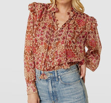 Load image into Gallery viewer, Anthropologie MISA Shirt Womens Small Pink Floral Chiffon Long Sleeve Analeigh Top