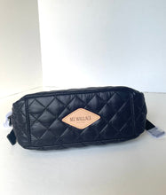 Load image into Gallery viewer, Black quilted bag with a visible brand logo on a white background