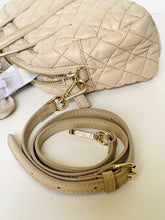Load image into Gallery viewer, Beige quilted handbag with a matching strap on a white background