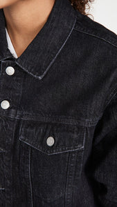 Madewell Denim Jacket Womens Black Oversized Trucker Cotton, Lunar Wash