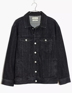 Madewell Jacket Womens 1X Black Denim Plus Size 100% Cotton, Lunar Wash
