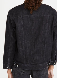 Madewell Denim Jacket Womens Black Oversized Trucker Cotton, Lunar Wash