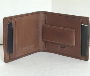 Mancini Wallet Money Clip Mens Brown Leather Bifold RFID ID Card Case Slim