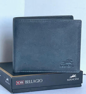 Mancini Wallet RFID Mens Large Gray Leather Double Billfold Bifold Center Wing ID