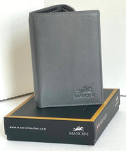 Load image into Gallery viewer, Mancini Wallet Trifold Mens Gray RFID ID Window Leather Gray Billfold Small Boxed