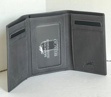 Load image into Gallery viewer, Mancini Wallet Trifold Mens Gray RFID ID Window Leather Gray Billfold Small Boxed