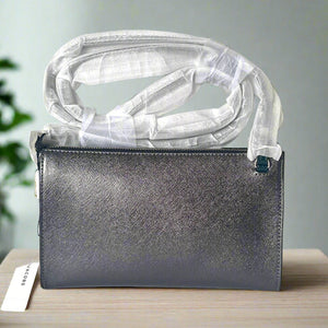 Marc Jacobs Pleated Small Crossbody Clutch Small Green Silver Leather