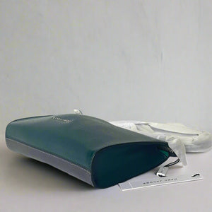 Marc Jacobs Crossbody Clutch Small Green Silver Pleat Leather Pleated
