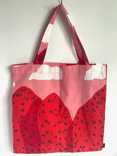 Load image into Gallery viewer, Marimekko Tote Womens Red Mansikkavuoret Strawberry Cotton Shopping Bag