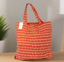 Load image into Gallery viewer, Marimekko_Tote_Bag_Medium_Alku_Kassi_Print_Red_Cotton_Shopping_Bag