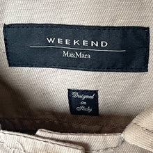 Load image into Gallery viewer, Max Mara label on a garment with 'Weekend' and 'Designed in Italy' text.