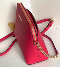 Load image into Gallery viewer, Michael Kors Cindy Large Dome Pink Saffiano Leather Crossbody Bag Gold Zip