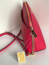 Load image into Gallery viewer, Michael Kors Cindy Large Dome Pink Saffiano Leather Crossbody Bag Gold Zip