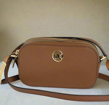 Load image into Gallery viewer, Michael Kors Fulton Crossbody Small Brown Double Zip Leather Shoulder Bag