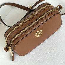 Load image into Gallery viewer, Michael Kors Fulton Crossbody Small Brown Double Zip Leather Shoulder Bag