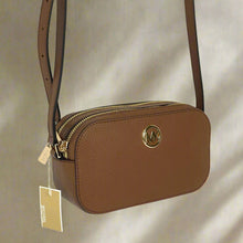 Load image into Gallery viewer, Michael Kors Fulton Crossbody Small Brown Double Zip Leather Shoulder Bag