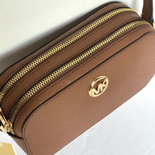 Load image into Gallery viewer, Michael Kors Fulton Crossbody Small Brown Double Zip Leather Shoulder Bag