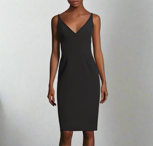 Milly Dress Womens 2 Black Sheath Sleeveless Deep V-Neck Fitted Knee L – Luxe Fashion Finds