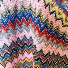 Load image into Gallery viewer, Missoni Chevron Poncho Zigzag Fringed Wool Blend Multicolor Pink Blue Wrap
