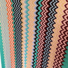 Load image into Gallery viewer, MissoniWoolBlendFringeScarfChevronZigzagBluePink18x72Long_5