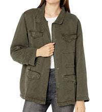 Load image into Gallery viewer, Monrow Jacket Womens Medium Green Military Snap Button Drawstring Waist Utility