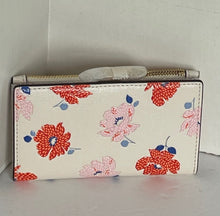 Load image into Gallery viewer, Morgan Dotty Floral Embossed Small Slim Bifold Wallet ID Leather White Multi