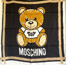 Load image into Gallery viewer, Moschino Scarf Silk Womens Square Black Teddy Bear Toy  26x26 Boutique