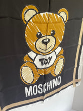 Load image into Gallery viewer, Moschino Scarf Silk Womens Square Black Teddy Bear Toy  26x26 Boutique