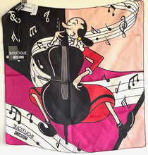 Load image into Gallery viewer, Moschino Scarf Silk Womens Square Olive Oyle Bass Popeye Collection 19x19
