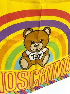 Moschino Scarf Silk Womens Square Yellow Teddy Bear Pride Rainbow  20x20